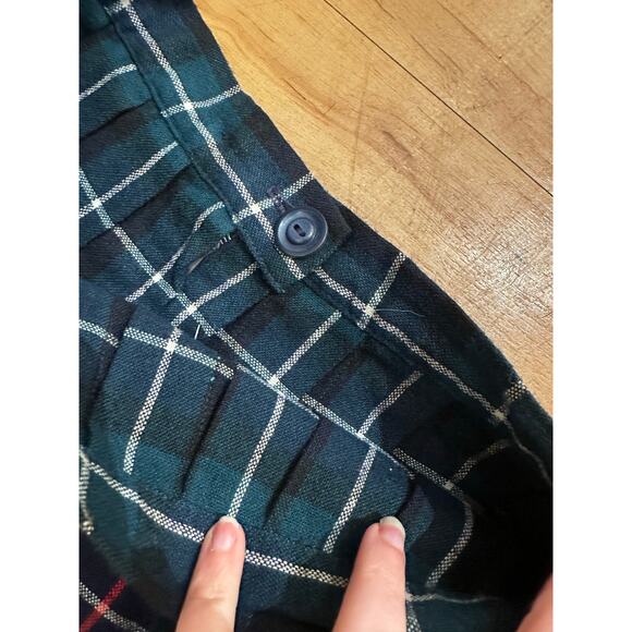 Vintage Blue Green Tartan Plaid Pleated Wool Skirt 26" Waist - Picture 4 of 6